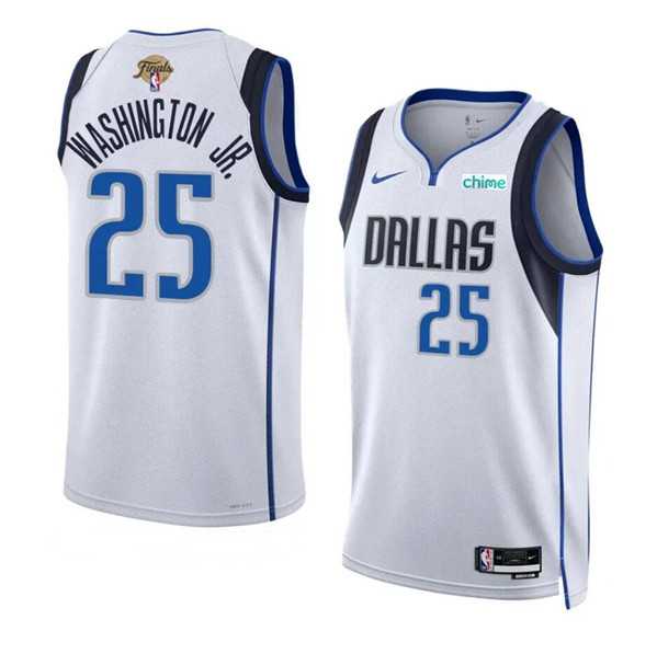 Men%27s Dallas Mavericks #25 P.J. Washington Jr. White 2024 Finals Association Edition Stitched Basketball Jersey Dzhi->dallas mavericks->NBA Jersey